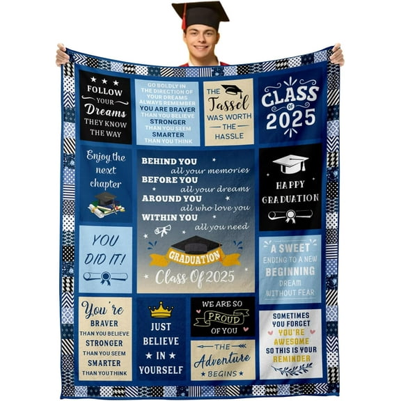 Graduation Gifts for Him Her 2025 Graduation Blanket College Graduation Gifts for Women Men Class of 2025 Throw Blanket Senior Middle High School Master Nurse 5th 8th Graduation 50x60