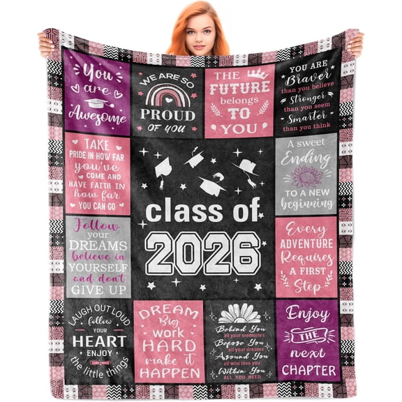 Graduation Gifts 2026 Blanket 60x50 Inches, Cozy High School/College/Masters Degree Graduation Gifts for Her, Warm/Lightweight Throw Blanket for Dorm, Couch, or Decor