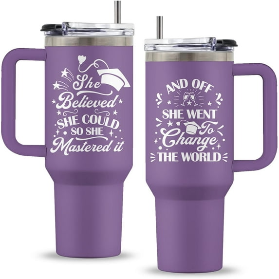 Graduation Gifts, 40 Oz Graduation Laser Engrave Tumbler with Handle & Straw, 2025 Graduate Gift, Birthday Gift for Graduate, Gifts for Mothers Day
