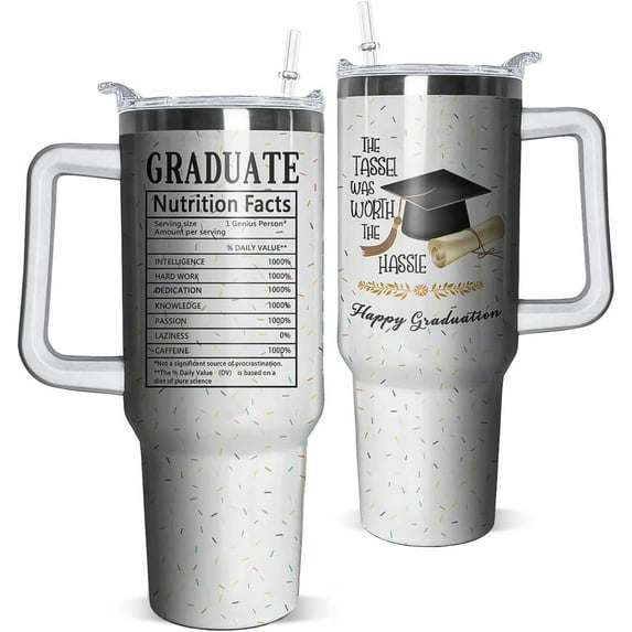 Graduation Gifts for Her 40oz Graduation Tumbler with Handle and Straw The Tassel Was Worth Hassle Coffee Mug 2024 Graduation Gifts for Women Girls Sister Teacher Daughter Son High School College