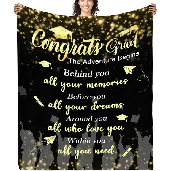 Graduation Gifts Blanket 2024 Graduation Gifts for Her Him Congrats Grad Gift Throw Blanket 50x60 Inch for Class of 2024 Graduation Party Supplies Graduation Ceremony Decorations