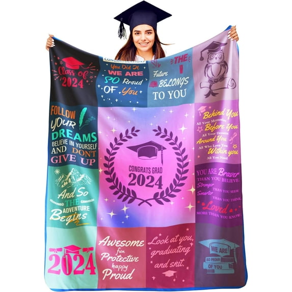 Graduation Gifts Blanket for 2024,Graduation Gifts for Son and Daughter from Mom & Dad,Graduation Party Supplies Favors - High School College Graduation Gifts,50" X 60"