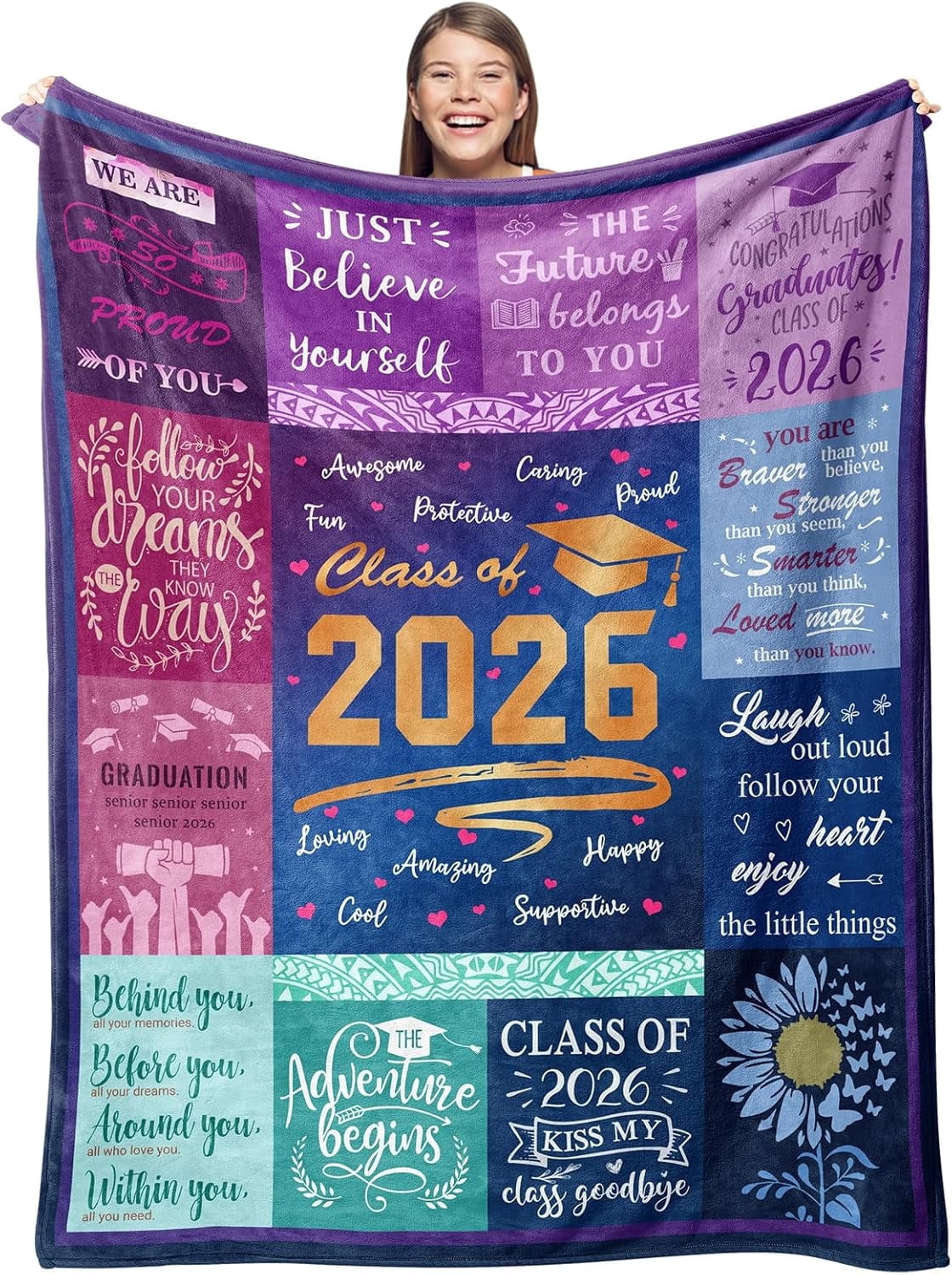 Graduation Gifts Blanket - 2026 High School College Graduation Gifts for Her Him - Class of 2026 Throw
