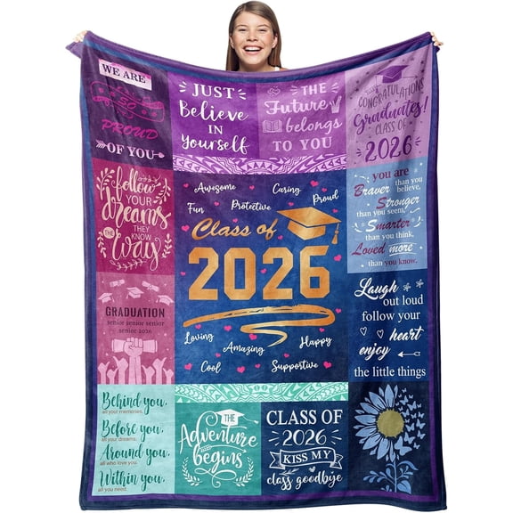 Graduation Gifts Blanket - 2026 High School College Graduation Gifts for Her Him - Class of 2026 Throw