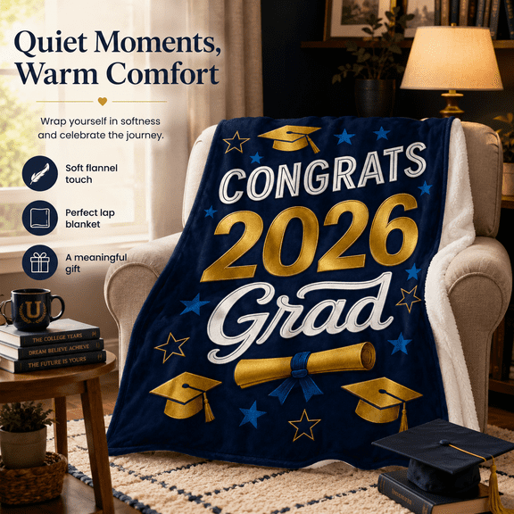 Graduation Gifts Blanket Class of 2026 – Congrats Grad Throw Blanket 30x40 Inch, Classic Graduation Gift for Him Her, Soft Cozy Plush Blanket for College High School Graduate