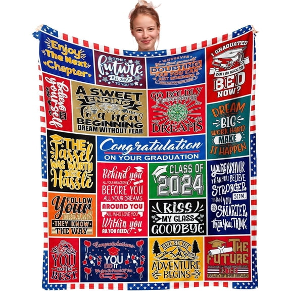 Graduation Gifts Blanket, High School Graduation Gifts for Her, Graduation Gifts for Her, College Graduation Gifts for Women, Graduation Class of 2024 Gifts Throw Blanket 60"X50"