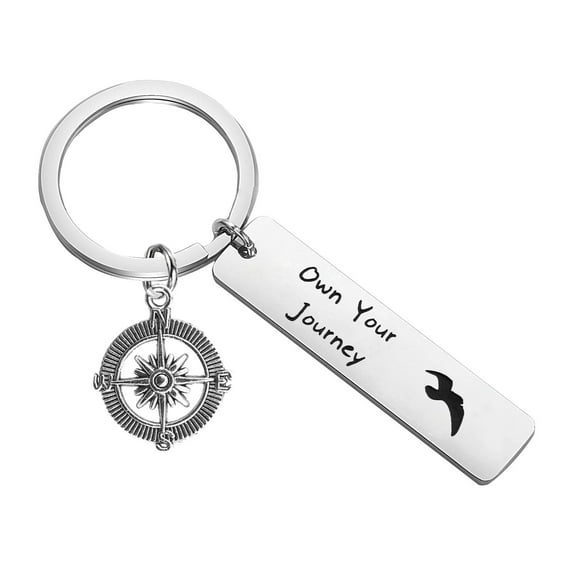 Graduation Gifts Compass Keychain Own Your Journey Keyring Trip Travel Exploration Gifts,Going Away Gift for Coworker Friend