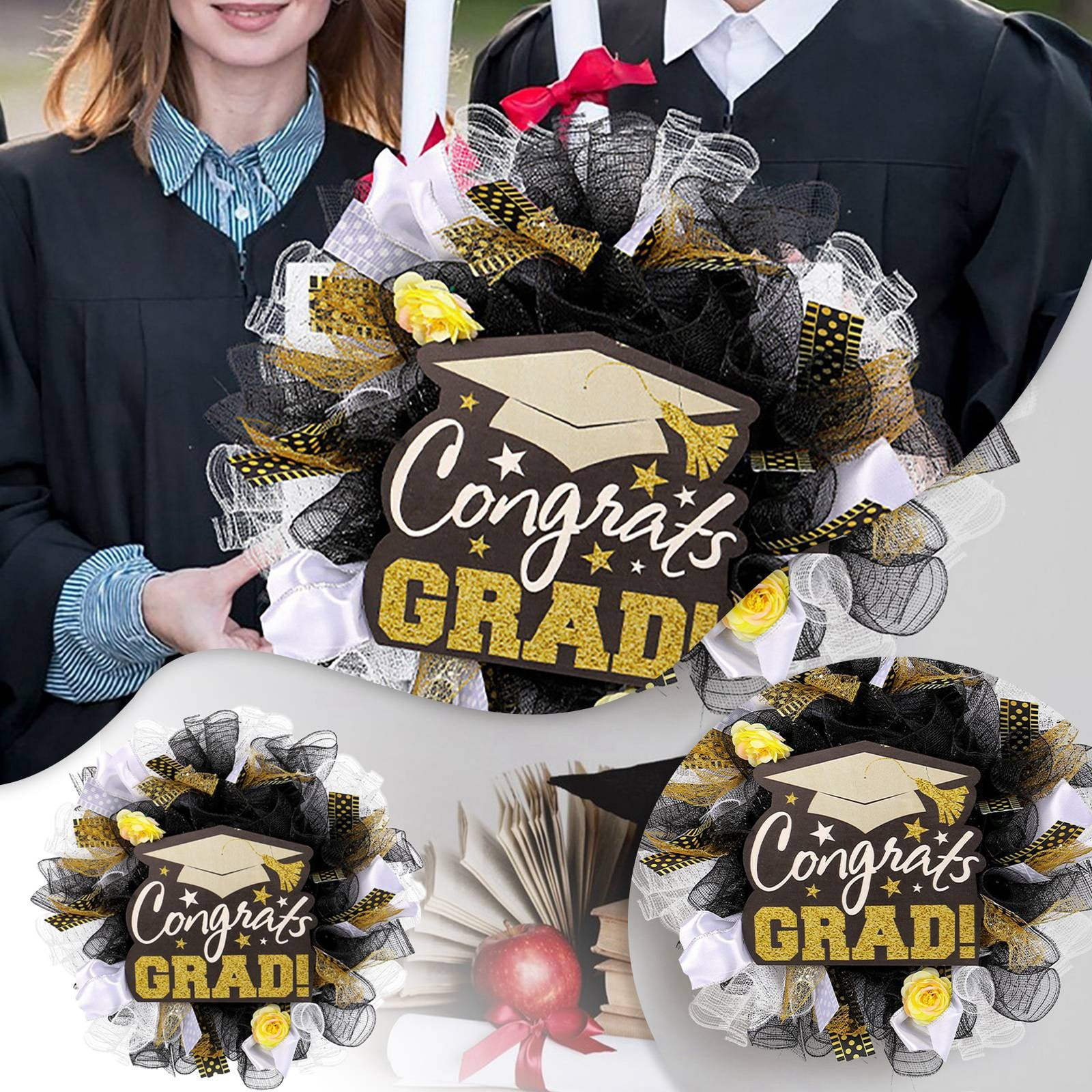 Graduation Gifts For Her Congrats Graduation Season Decorative Garland Mesh Hat Wooden Sign Garland Classroom Door Hanging Graduation Season Door Hanging Garland Decoration