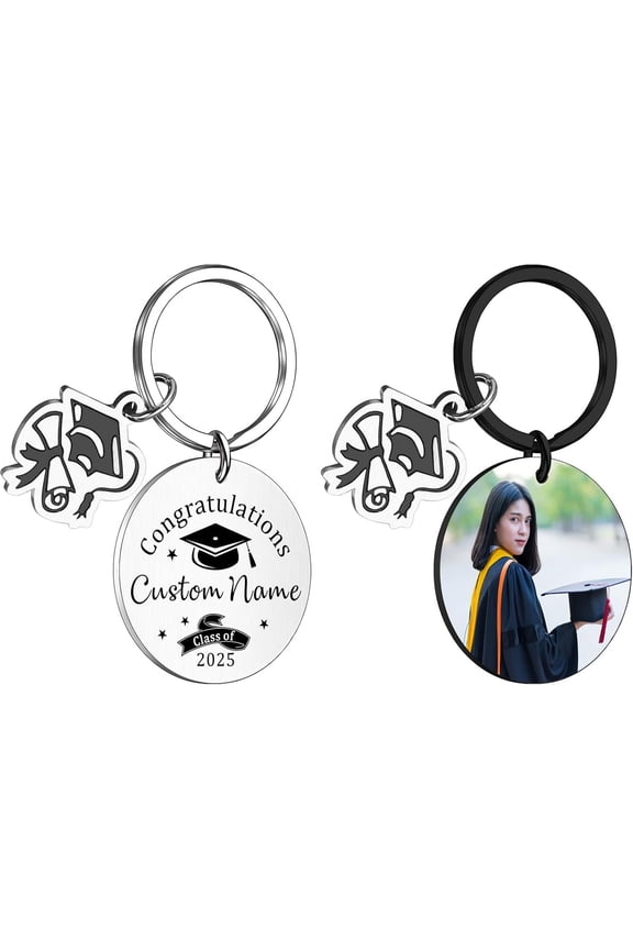 Graduation Gifts for Her Him - Custom Class of 2025 Graduation Keychains for University College Middle High School Graduate 2025 Souvenir Decorations Personalised Keychain Gift Bulk for Ceremony Party