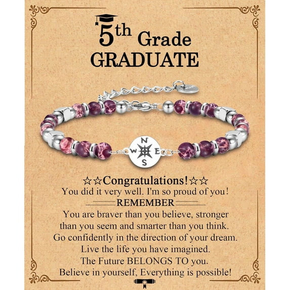 Graduation Gifts for Her Girls Women Class of 2024 High School/Kindergarten/Preschool/ 5th 6th 8th Grade/College/Master Degree/Middle School Graduation Gifts Compass Bracelet Jewelry for Her