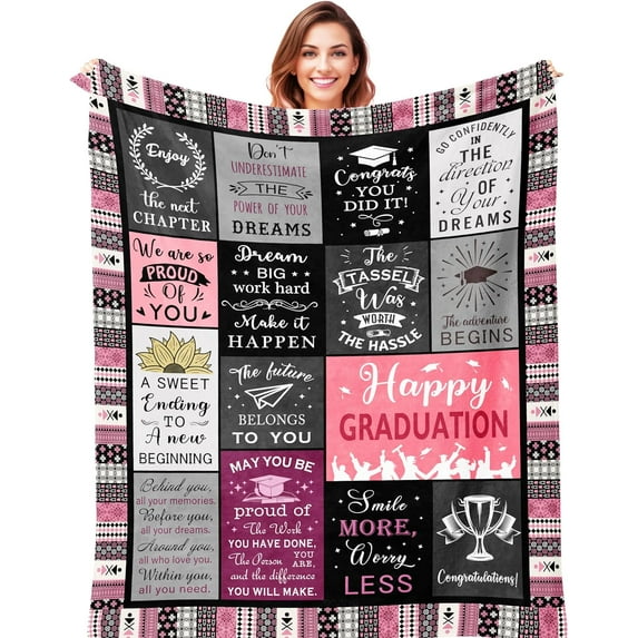 Graduation Gifts, Graduation Gift Blanket 60"x50", 2024 Graduation Gifts For Women, High School/College/Masters/PHD Degree Graduation Gifts, Graduation Gifts For Her, Graduation Decorations Blankets