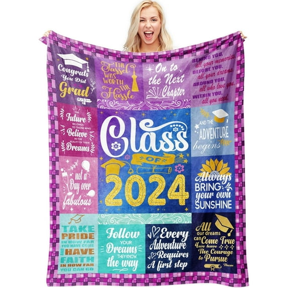 Graduation Gifts - Graduation Gifts 2024, 2024 Graduation Gifts, Graduation Gifts for Her College/Masters Degree Graduation - Class of 2024 Graduation Throw Blanket Gifts 50x60