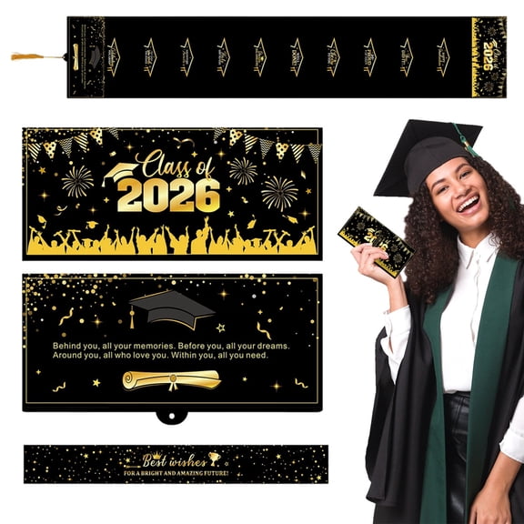 Graduation Gifts, Graduation Holder 2026 with 10 Slots Accordion Style Foldable Envelope, Graduation Money Holder for Cash, Gift Card Envelopes Class of 2026, Grad Wallet Cash Gifts,LY Black
