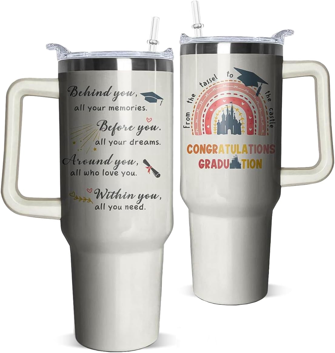 Graduation Handle Graduation Gifts for Her 40oz Graduation Tumbler with Handle and Straw ...