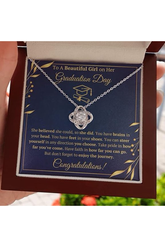 Graduation Gifts For Her, Class of 2025 Graduation Necklace Jewelry Card For Daughter Granddaughter Sister Bonus Daughter with Message Card and LED Box, Necklace Gift for Daughter