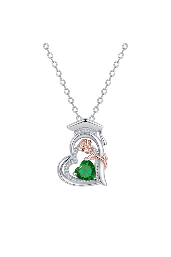 Graduation Gifts for Her, Sterling Silver Class of 2026 Graduation Cap Necklace, 12 Months Birthstone Jewelry for Women, Best Friend, Daughter, Graduate