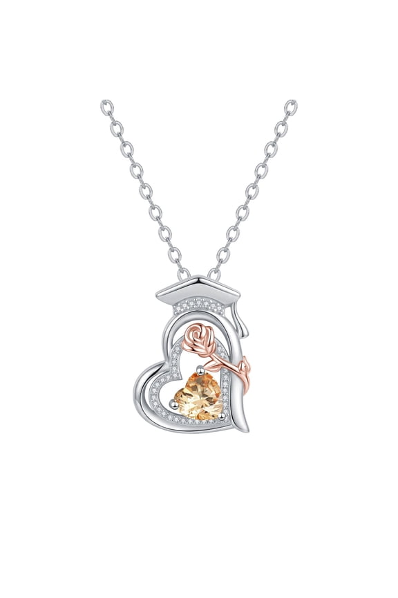 Graduation Gifts for Her, Sterling Silver Class of 2026 Graduation Cap Necklace, 12 Months Birthstone Jewelry for Women, Best Friend, Daughter, Graduate