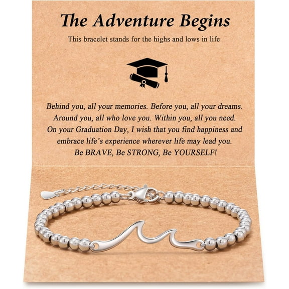 Graduation Gifts for Her, Through Waves of Life, Class of 2025, 8th Grade, High School, College, Masters Degree, Graduation Bracelet for Friend Daughter Sister Granddaughter...