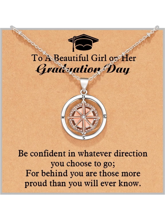 Graduation Gifts for Her 2025, Compass Necklace for hers, Jewelry Gifts for Daughter Granddaughter Niece