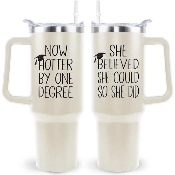 Graduation Gifts for Her She Believed She Could So She Did Tumbler Coffee Mug 40oz Cup with Handle and Straw