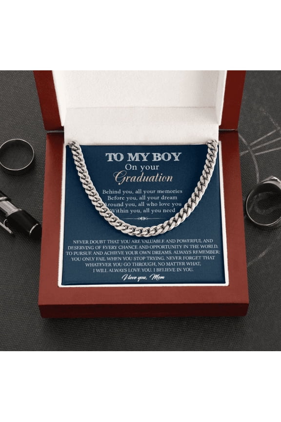 Graduation Gifts for Son from Mom, Best Graduation Gifts for Guy, men Silver Adult Chain Neckace