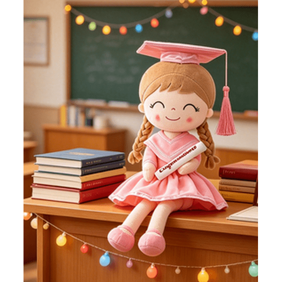 Graduation Girl Doll - Class of 2026 Lovely Plush Toy with Graduation Cap & Gown, Milestone Keepsake for Bedrooms & Graduation Parties Pink 1PC