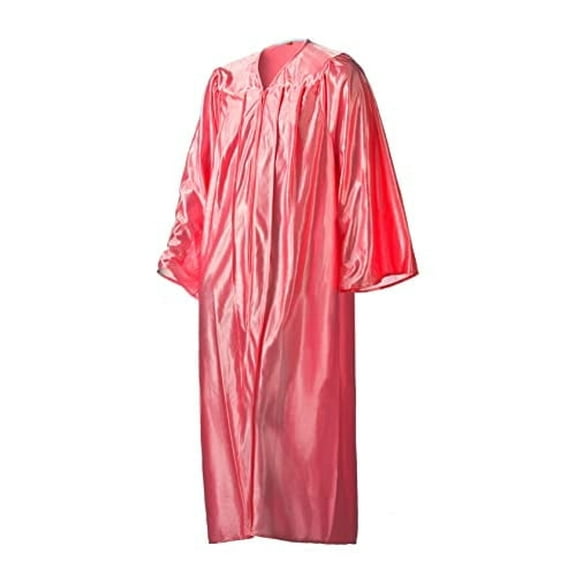 Academic Graduation Gown (Pink, Shiny, Size 42 (4'9" - 4'11")) - Unisex - for Highschool and College Graduates