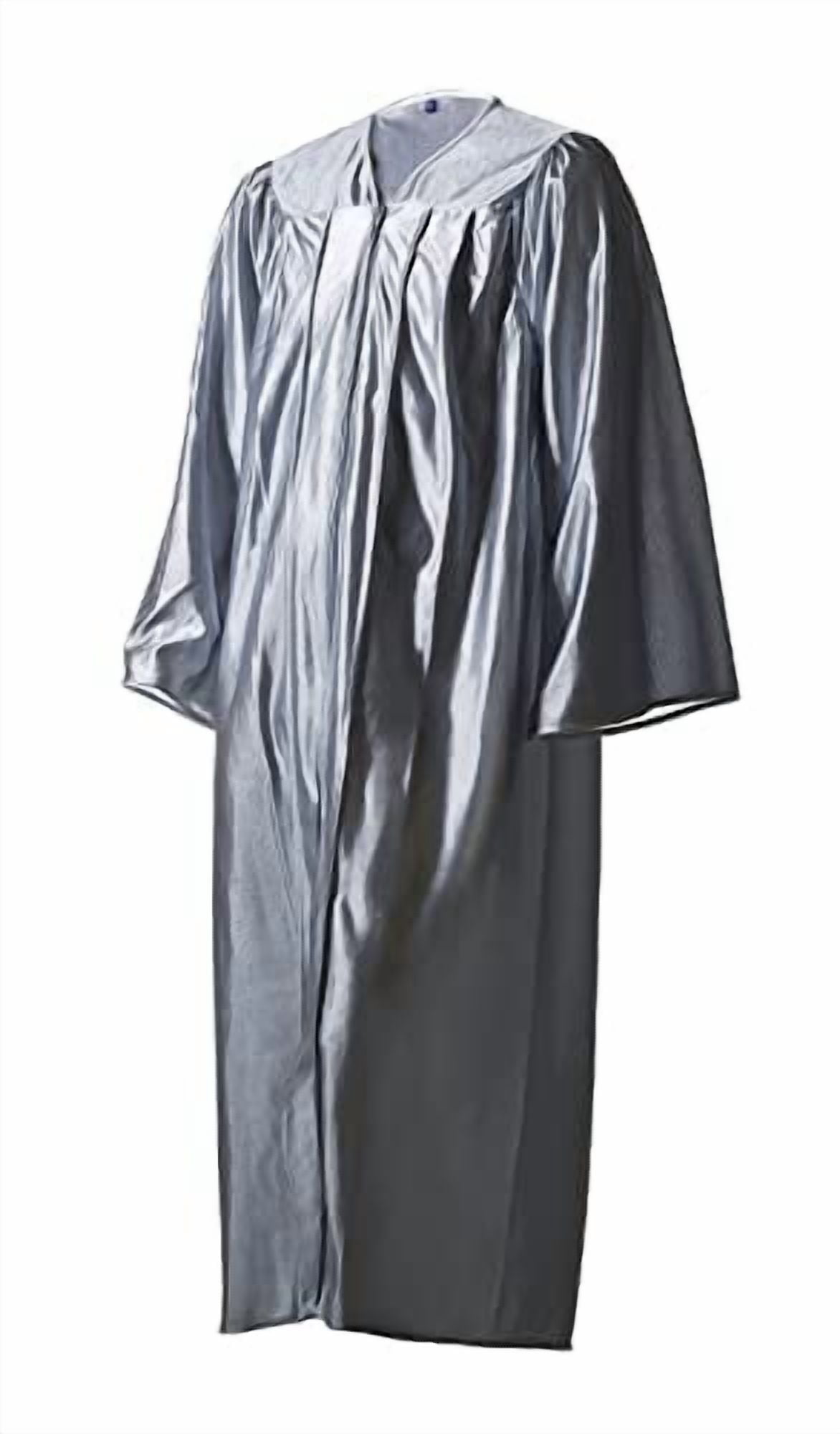 Honors Graduation Academic Gown (Silver, Shiny, Size 57 (6'0