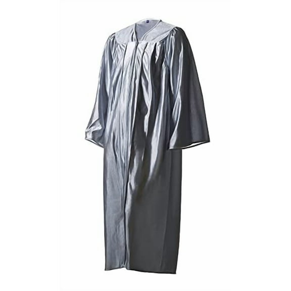 Honors Graduation Academic Gown (Silver, Shiny, Size 57 (6'0" - 6'2")) - Unisex - For Highschool and College Graduates