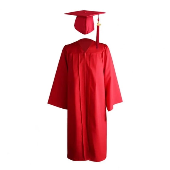 Graduation Gown Tassel Hat Zipper V Neck Loose Solid Color High School Bachelor Academic Dress Student Graduation Costume