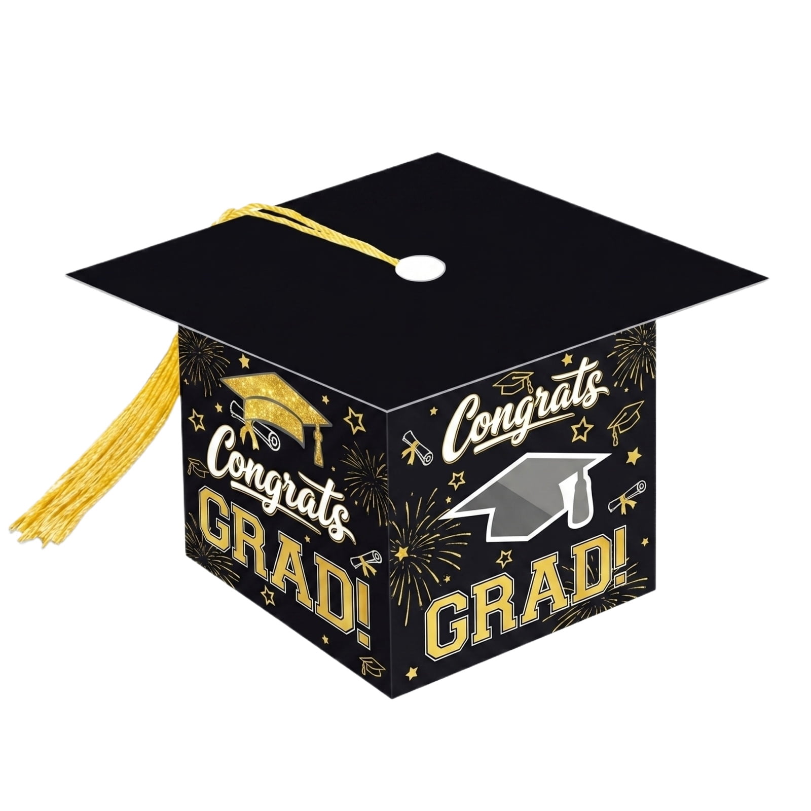 Graduation Grad Cap Boxes for Candy - 2026 Ceremony Party Favor Containers for Dessert Table Decor (Black)