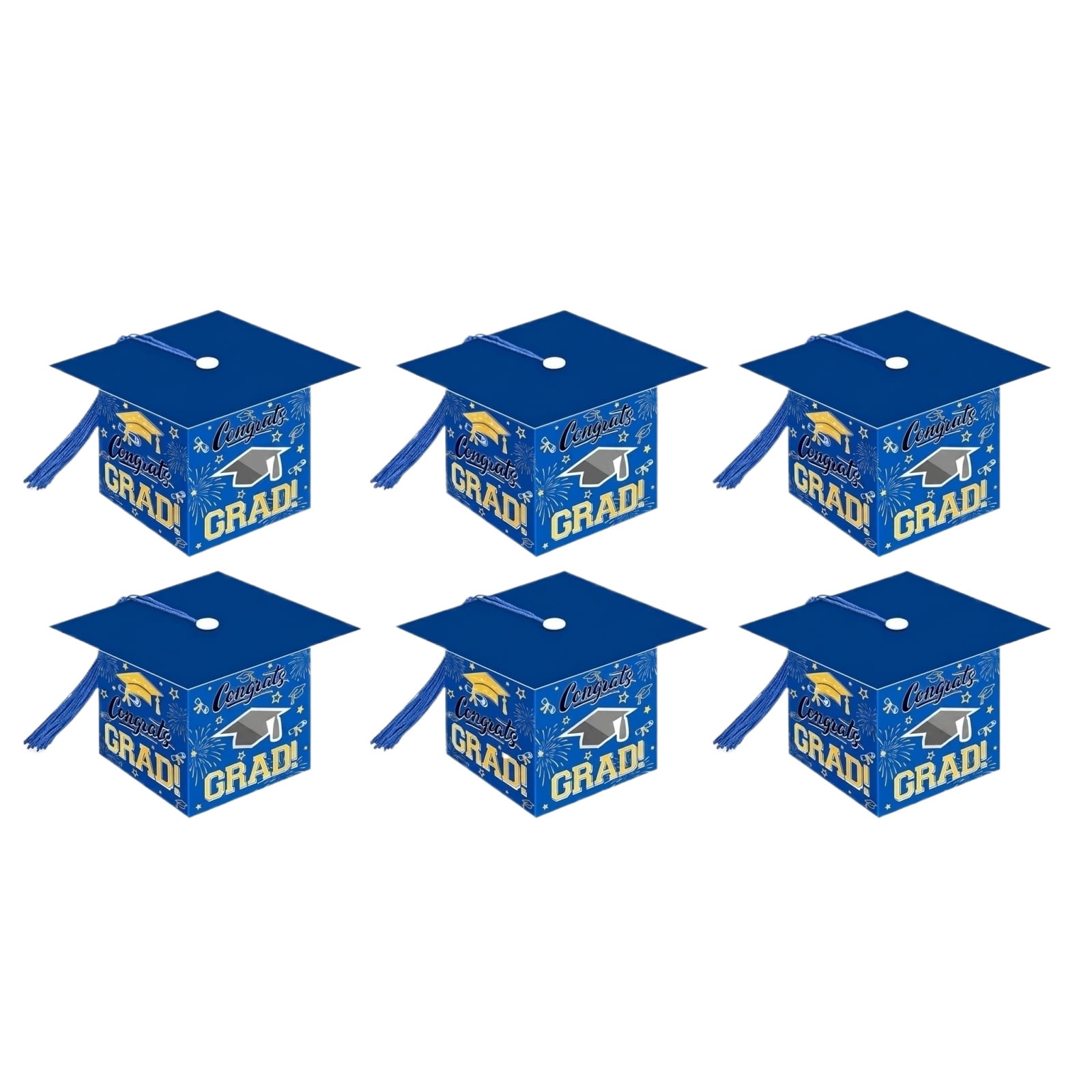 Graduation Grad Cap Boxes for Candy - 2026 Ceremony Party Favor Containers for Dessert Table Decor (Blue)