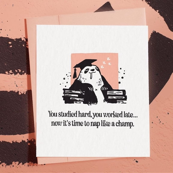 Graduation Greeting Card Funny "Time to Nap Like a Champ" Design Inspirational Art for Graduates Perfect for Celebrating Achievements with Friends and Family