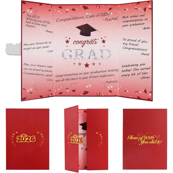 Graduation Decorations 2026, Graduation Guest Book, Class of 2026 Grad Guestbook for Graduates Signature Congrats Grad Decorations Supplies Gifts Idea Table Decor (Red)