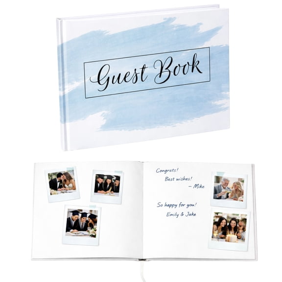 Graduation Guest Book - Blue Polaroid Album Hardcover Photo Guestbook - Bridal, Baby Shower, Funeral, Vacation Homes, Blank Pages