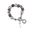 thumbnail image 1 of Graduation Hat Black Pebble Bead Charm Bracelet, 1 of 1