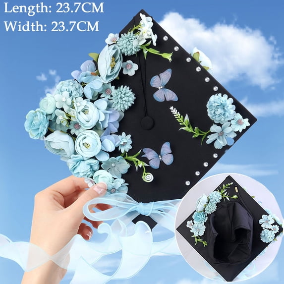 Graduation Hat Flower Decoration Silk Flower Set for Cap Finished Bachelor Cap Accessory