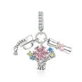 thumbnail image 1 of Graduation Hat, Flower & Diploma S925 Triple Dangle Charm for Women Moment Bracelet Necklace Pedant, 1 of 6