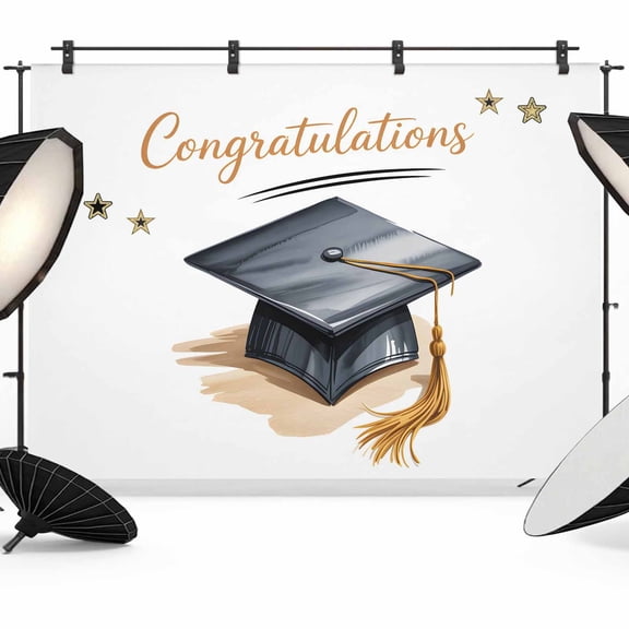Graduation Hat Photography Backdrop 7x5FT, Stars Celebration Watercolor Simple Photo Backdrops, Background for Photography Studio Photo Studio Background, Back Drop for Photoshoot