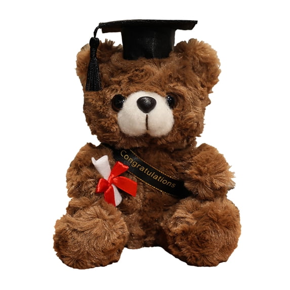 Graduation Hat Plush Doll 7.1 Inch Ceremony Souvenir Soft Toy Gift Caps Decorative Collectible Keepsake Graduation Celebration Home Decor(Black/A)
