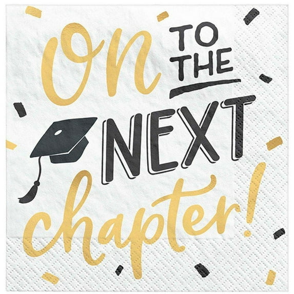 Graduation 'Hats Off!' Foil Small Napkins 3-ply (16ct)