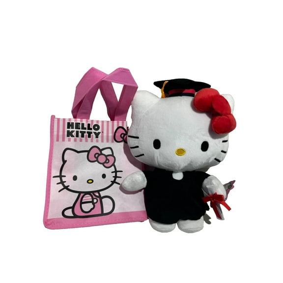 Graduation Hello Kitty Plush, 11 inches, Mini Tote Bag Set