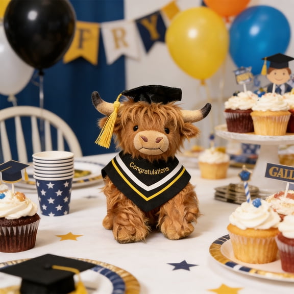 Graduation Highland Cow,Personalized 2026 Graduation Stuffed Animal for Men and Women,Cute Gift for Him/Her
