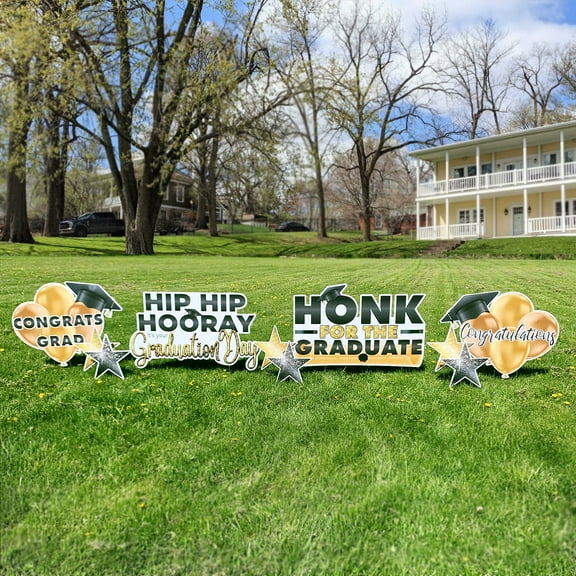 Graduation Honk Drive By Yard Card Flair 10 Pc Set, Includes Stakes, 19306