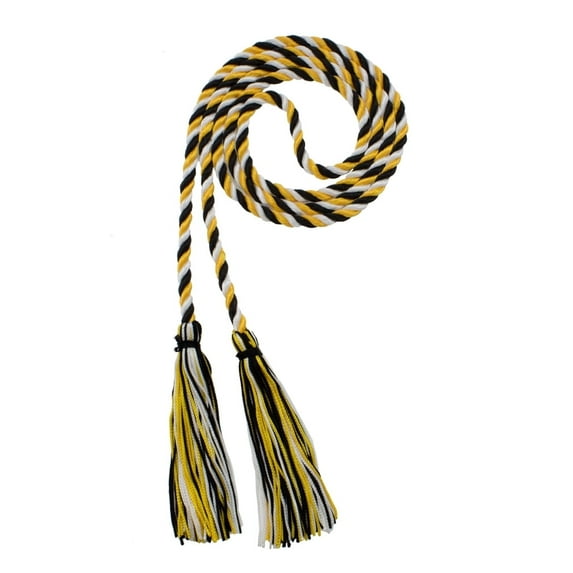 Graduation Honor Cord - BLACK / GOLD / WHITE - Every School Color Available - Made in USA - By Tassel Depot