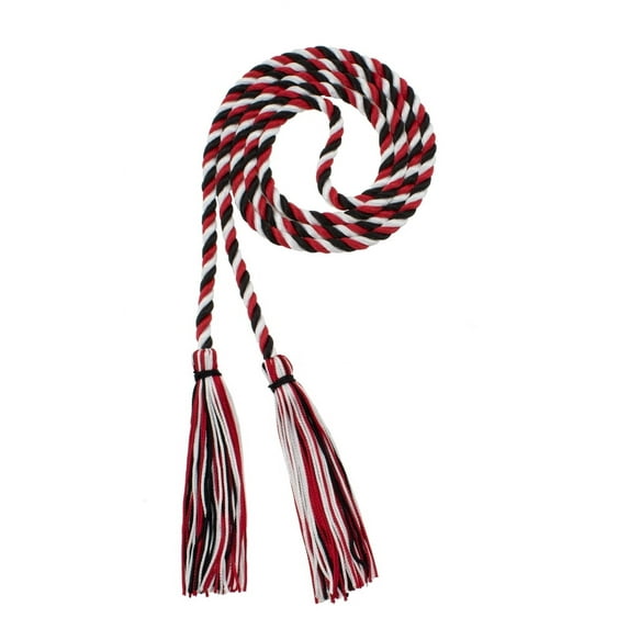 Graduation Honor Cord - BLACK / RED / WHITE - Every School Color Available - Made in USA - By Tassel Depot