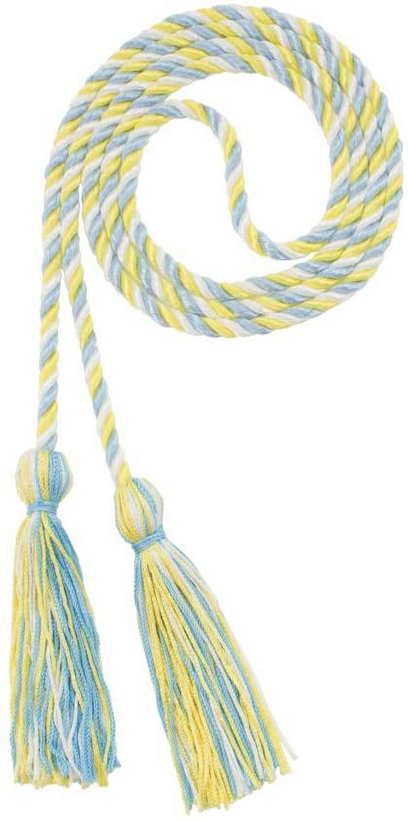 Graduation Honor Cord - LT BLUE / LEMON / WHITE - Every School Color  Available - Made in USA - By Tassel Depot 