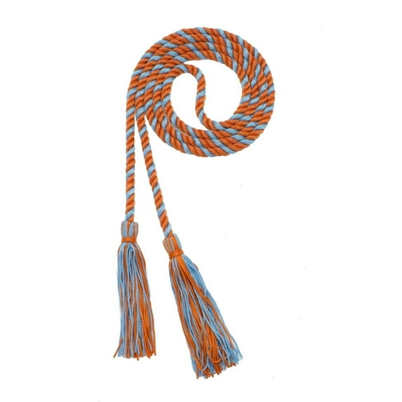 Graduation Honor Cord - ORANGE / LT BLUE - Every School Color Available - Made in USA - By Tassel Depot