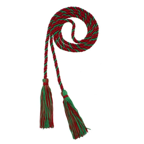 Graduation Honor Cord - RED / KELLY - Every School Color Available - Made in USA - By Tassel Depot