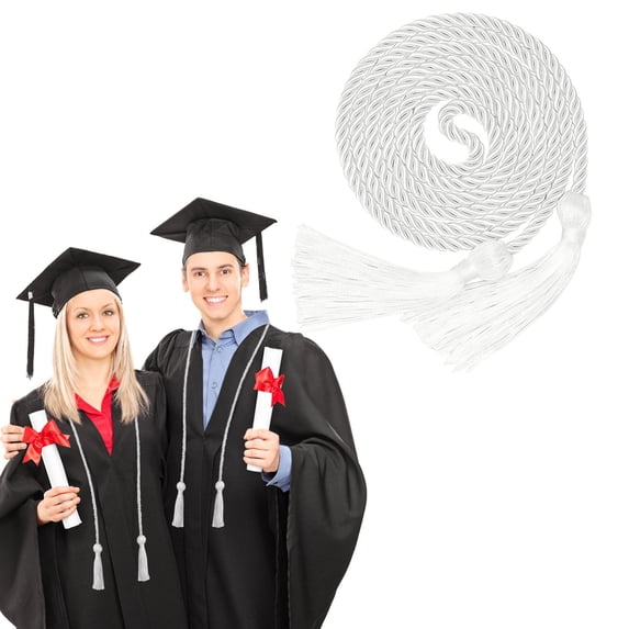 Graduation Honor Cord Verdsylv 68 Inch Graduation Honor Cord with Tassel - Academic Sash for High School, College, Bachelor & Doctoral Commencement Ceremony, Academic Sash, White